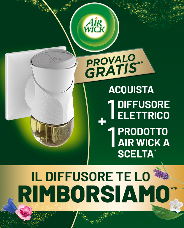 Immagine smartphone: Airwick provalo gratis, acquista un diffusore elettrico più un prodotto Air Wick a scelta*, il diffusore te lo rimborsiamo**